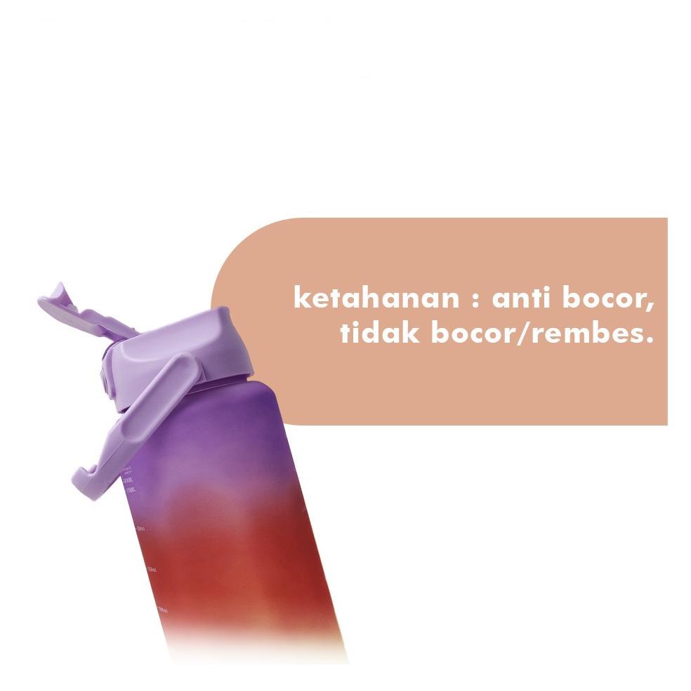 Promo - KUKE KB-BT022 Botol Minum Tumbler 2Liter Gradasi Viral / Botol Air Motivasi Thumbler Pelangi