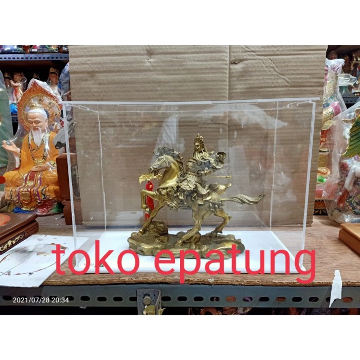 [Original] Pajangan Patung Kwan Kung Kwan Kong Naik Kuda 8 Inch Kuningan - Kotak Bisa Gojek