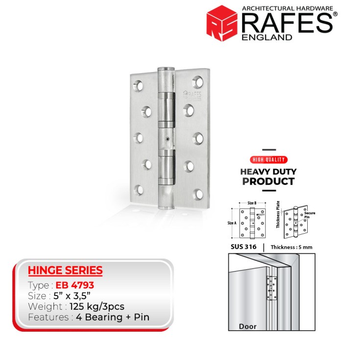 [Baru] Engsel Pintu Rafes Heavy Duty Stainless Steel Sus 316 Eb 4793 Diskon