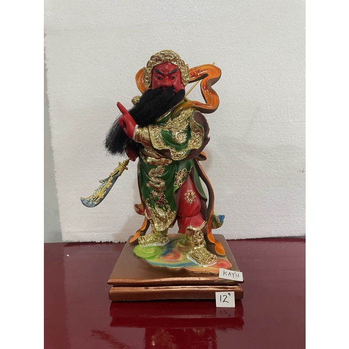 [Original] Patung Dewa Kwan Kong / Kuan Kong / Kwan Te Kong Berdiri 12In Kayu Diskon