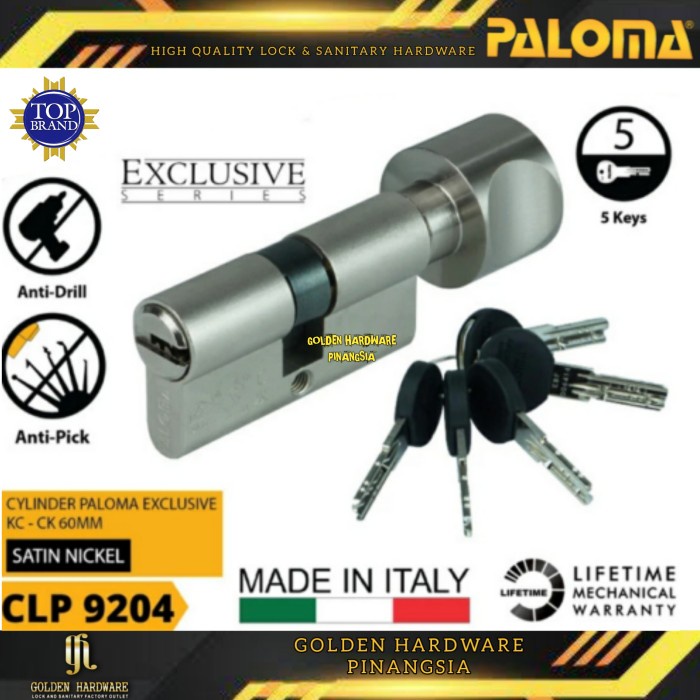 PALOMA CLP 9204 CYLINDER KNOB PUTAR SILINDER KUNCI PINTU RUMAH 60MM SN