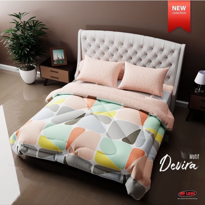 [New] Bedcover Set 180X200 My Love Sprei Tinggi 30 Katun King No 1 Devira Terbaru