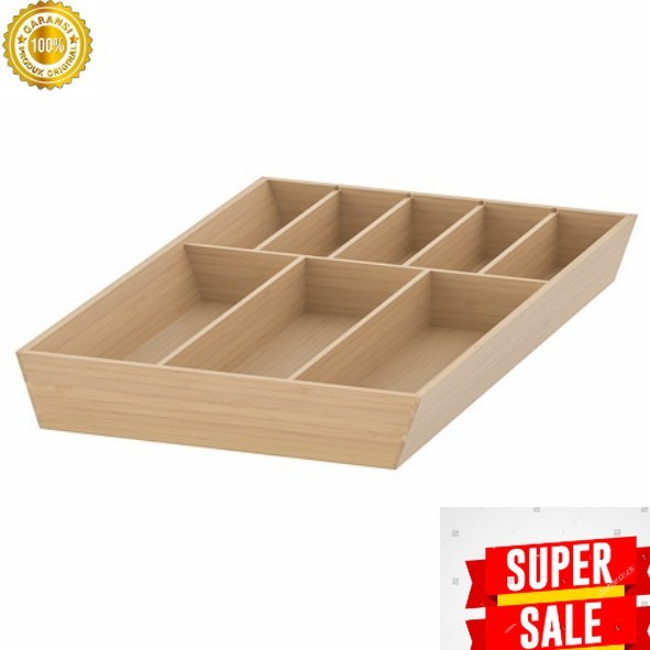 [New] Pr Kotak Bambu Penyimpanan Sendok  Garpu Laci Dapur Serbaguna 52X50Cm Terbatas