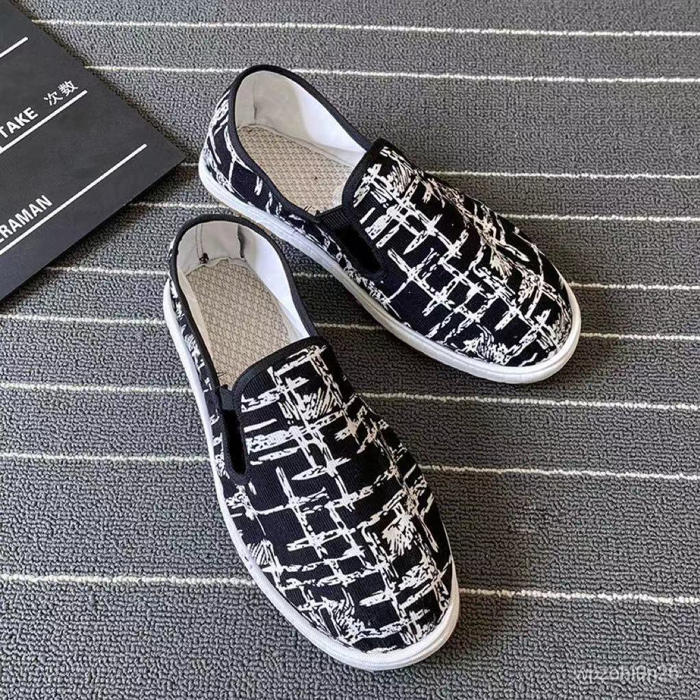 Sepatu Kain Old Beijing Bahan Kain Pria, Sepatu Kain Baru Musim Semi Musim Gugur, SEPATU Malas Satu 