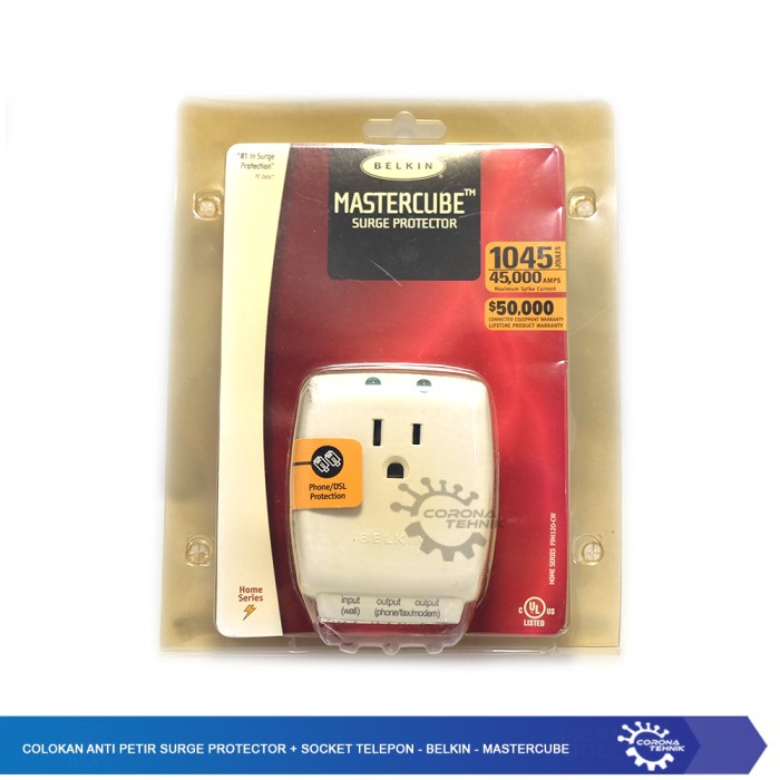 Colokan Anti Petir Surge Protector + Socket Telepon Belkin Mastercube star