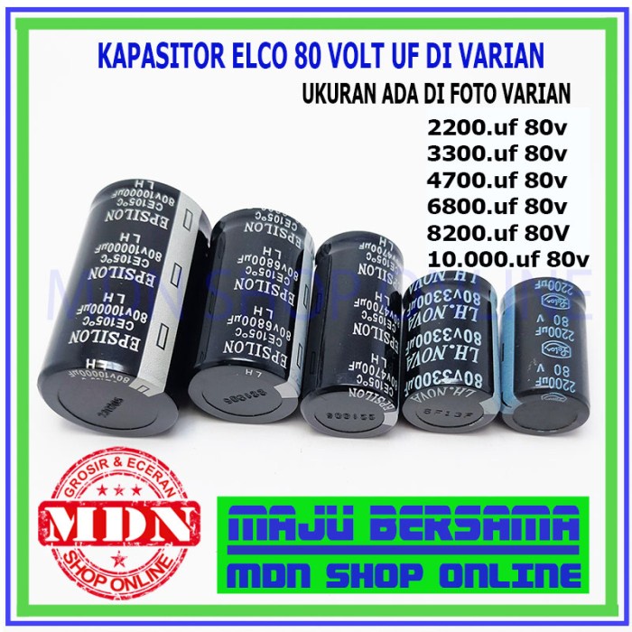 Kapasitor elco 2200uf 3300uf 4700uf 6800uf 8200uf 10000uf 80v best