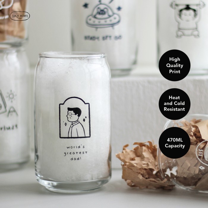 GELAS KACA KOPI LUCU AESTHETIC ALA KOREA POPCAN GLASS KADO UNIK READY