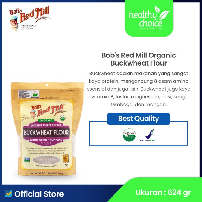

Jual!! b's Red Mill Organic Buckwheat Flour Whole Grain 624 gr