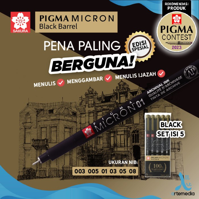 

Promo Drawing Pen Sakura Pigma Micron Set 5 Black Barrel Limited Edition