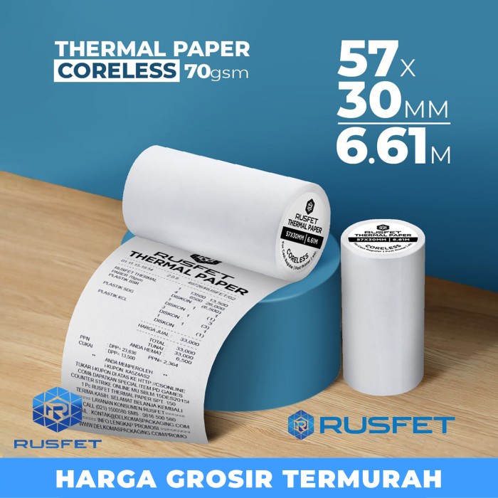 

Promo Paper Termal Kertas Thermal Printer Struk Kasir Pos Barcode Rusfet