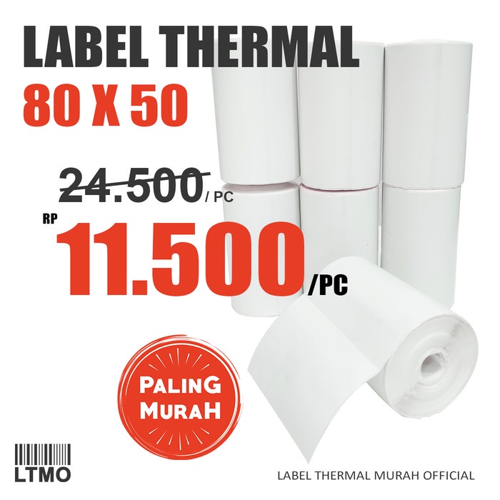 

Promo Label Thermal Stiker 80Mm X50Mm Label Sticker Continuous 80 X 50 80X50