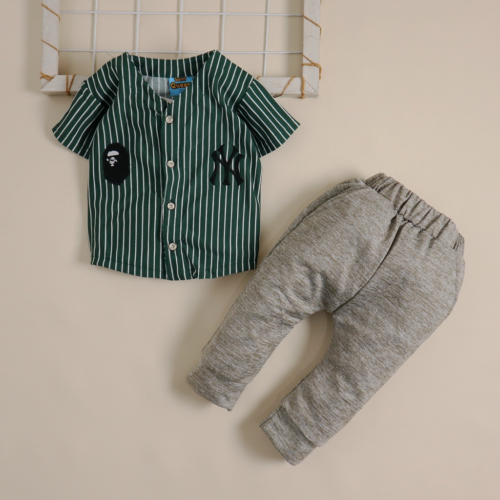 8.8 Nuna Store Saintqueen Motif Baseball Ny 01 / Setelan Baju Bayi 6 Bulan - 4 Tahun Baju Anak