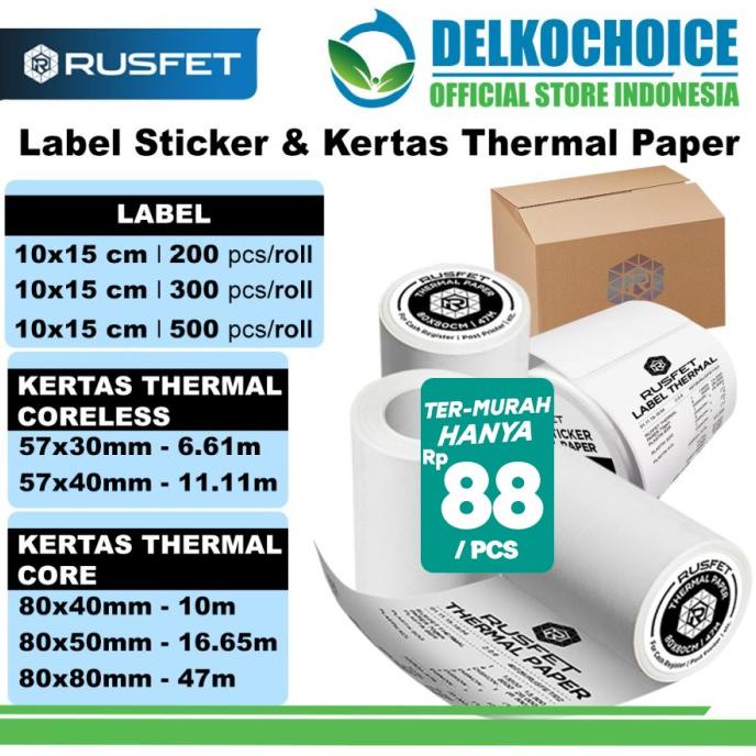 

Label Thermal Paper Sticker Kertas Printer Resi Stiker Barcode POS DUS