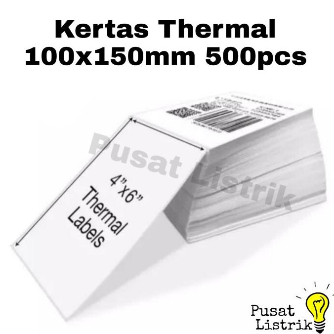 

Kertas Label Printer Thermal 100x150mm 500pcs Label Resi Sticker A6