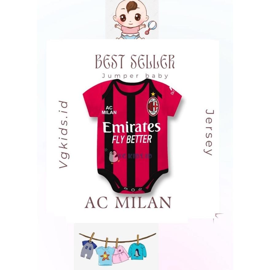Jumper Bayi Baju Bayi Jumpsuit lucu Murah untuk newborn Jersey AC Milan