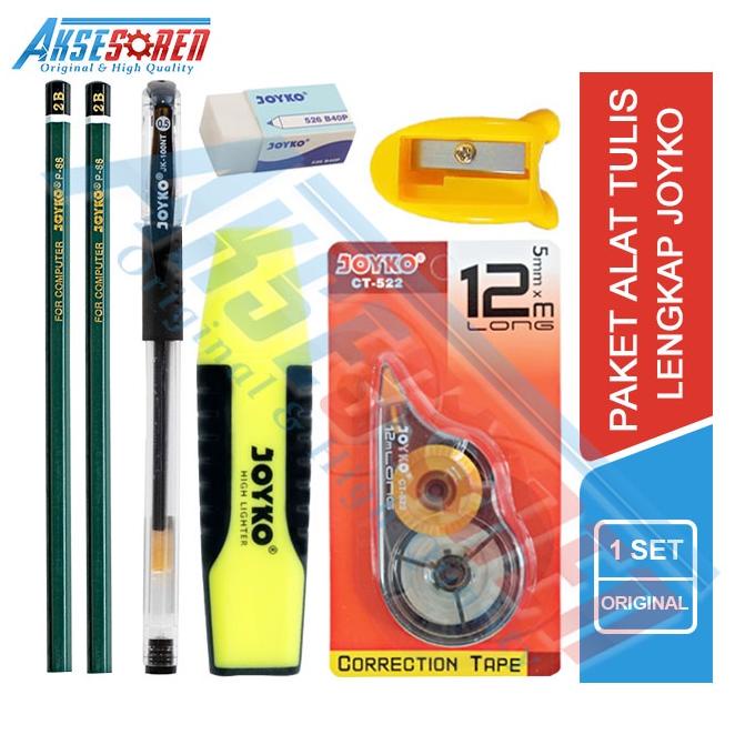 

Terlaris Perlengkapan Paket Alat Tulis Ujian Sekolah Joyko Pulpen Pensil Rautan Penghapus Tip X Highlighter Promo
