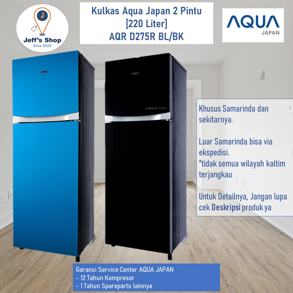 Kulkas Aqua Japan 2 Pintu [220 Liter] AQR D275R BL/BK