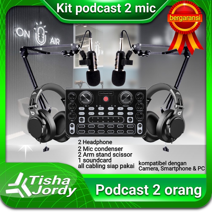 paket mic podcast 2 orang live, recording, rekaman