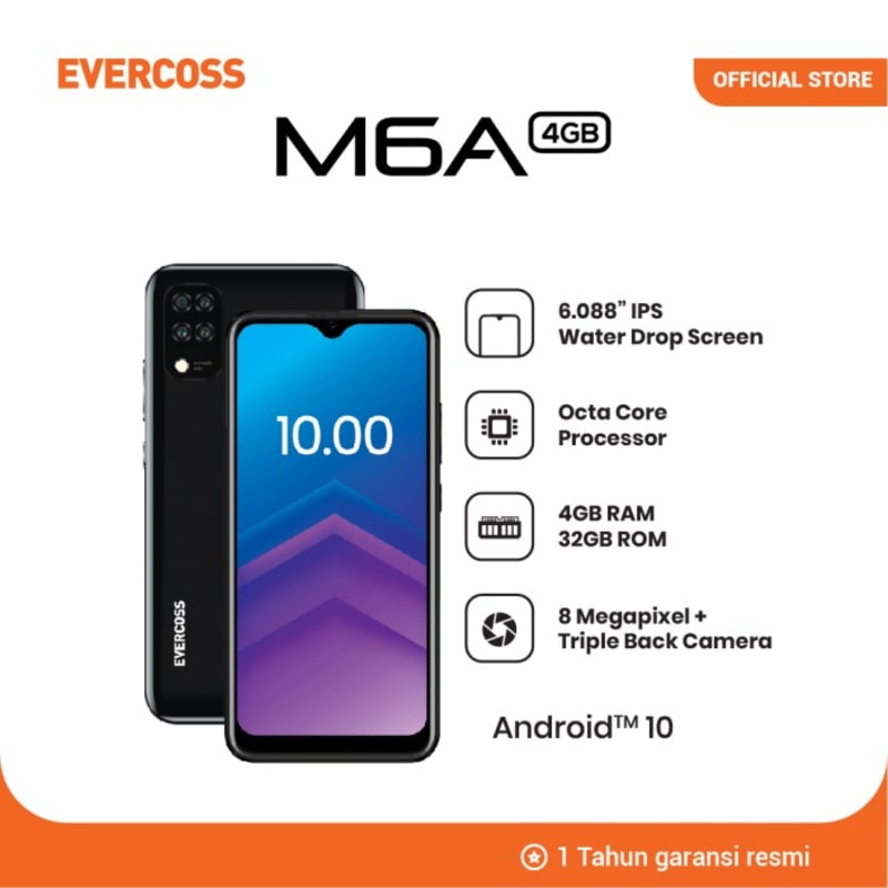 EVERCOSS M6A (RAM 4GB / ROM 32GB) - Black