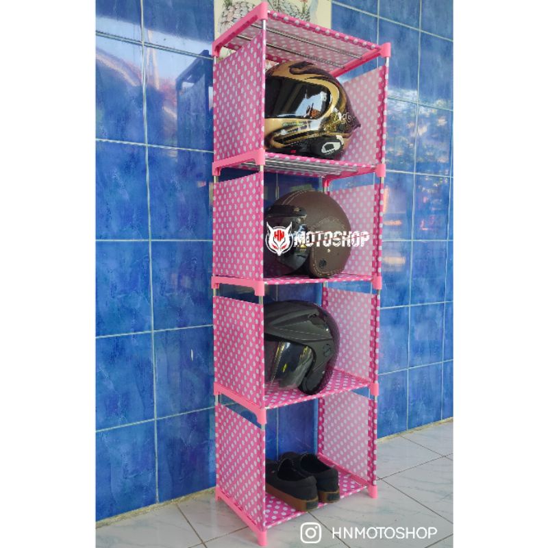 Rak Helm Rak Buku Rak Susun Serbaguna Portable
