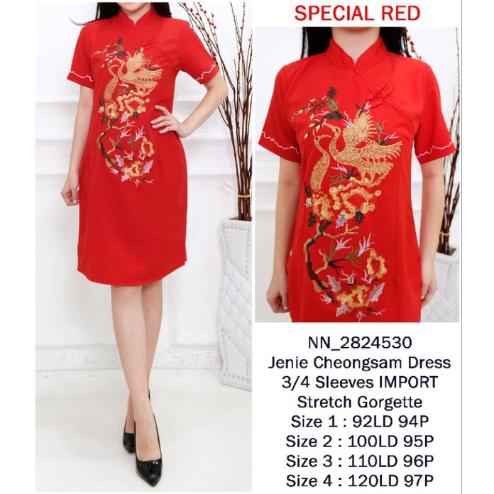 Dress Wanita Cheongsam Bordir Imlek Jumbo Big Size Ukuran Besar (6 El)
