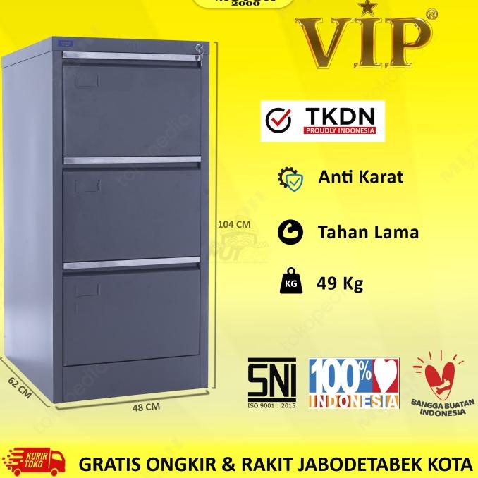 

Tkdn Vip V-303 Filling Cabinet Besi 3 Laci 3 Susun Berkualitas
