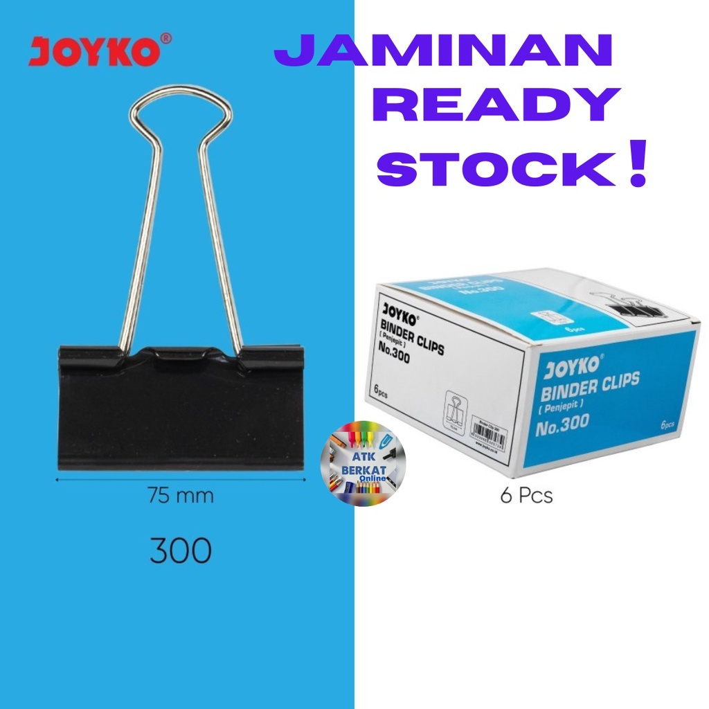 

[6 Pcs] Binder Clip Klip Jepit Kertas Hitam Jumbo No. 300(75Mm)