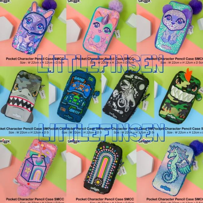 

Sale Now Smiggle Pocket Character Pencil Case/Pencil Case Smiggle Dual Zipper Limited Edition