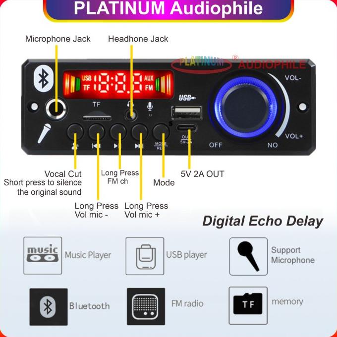 Modul MP3 Bluetooth Karaoke Microphone Echo Class D Amplifier 160W Termurah