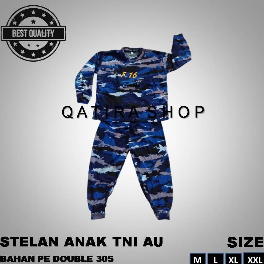Kekinian - SETELAN BAJU KAOS PIYAMA ANAK LORENG ARMY TNI AU LENGAN PANJANG BAHAN KATUN PE DOUBLE ..
