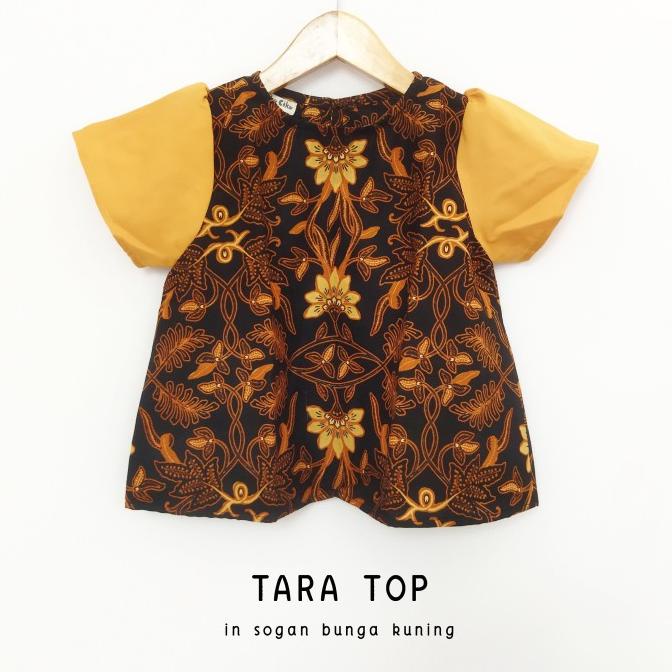 baju batik anak perempuan - TARA TOP sogan bunga kuning
