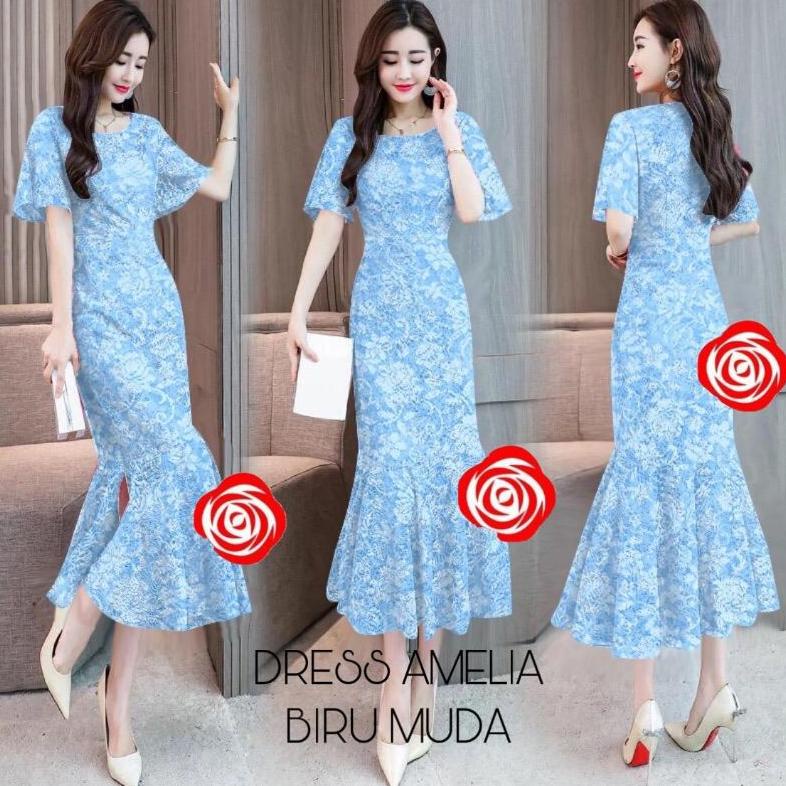 Big Sale Dres Amelia Jumbo/Dress Amelia/Ungu Lilac/Dress Mermaid Brukat Duyung Dress Brukat Pesta Dr