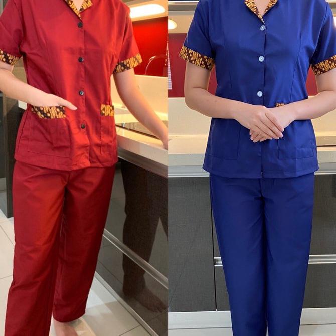 [SANDRINA] BAJU SERAGAM SUSTER (BATIK)/ BAJU BABY SITTER/ BAJU NANNY