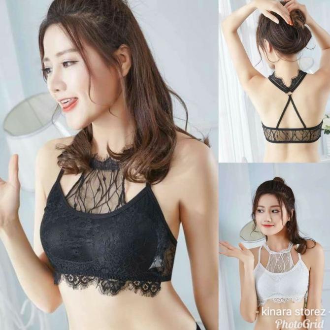 bralette bra renda lace brokat Bh tali leher sexy transparan 504