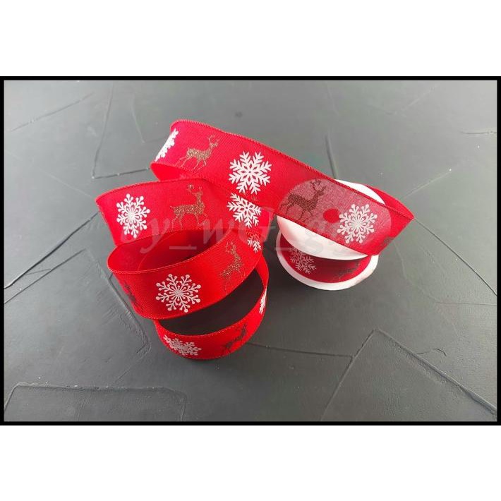 

BEST DEAL PITA NATAL CHRISTMAS - MERAH - RUSA GLITER - SNOWFLAKES ; LEBAR 5 CM