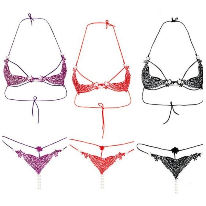 Bra Set Bikini Micro Gstring Sexy Mutiara Pearl Import Promo Terbaru