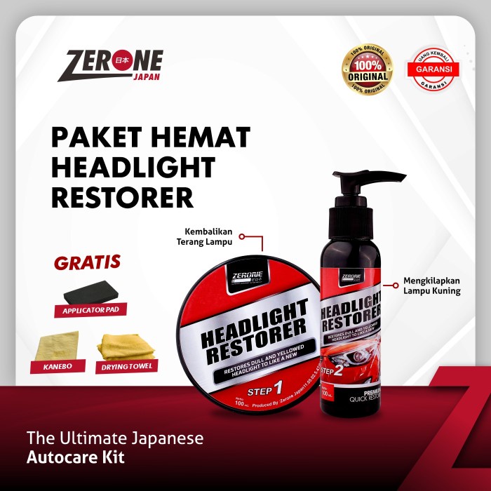 Promo Pembersih Lampu Mobil Kusam Headlamp Headlight Restorer Zerone