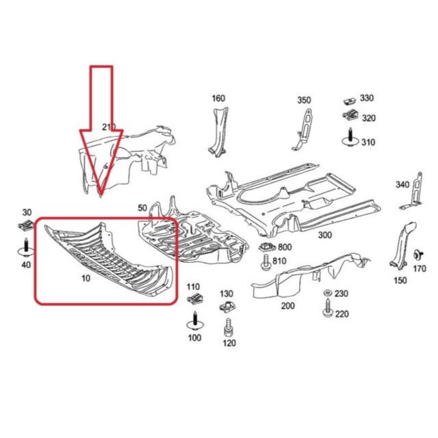 Cod - Dek Bawah Mesin Bagian Depan Mercedes Benz S Class (W221) Kode 012