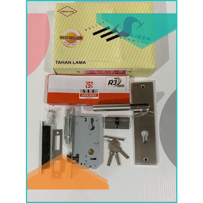 Handle / Gagang Kunci Pintu Kotak Tanggung Stainless Soligen SET 20JV
