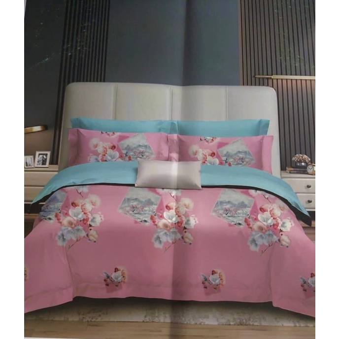 Kain Katun Meteran Motif Bunga Pink Katun Jepang