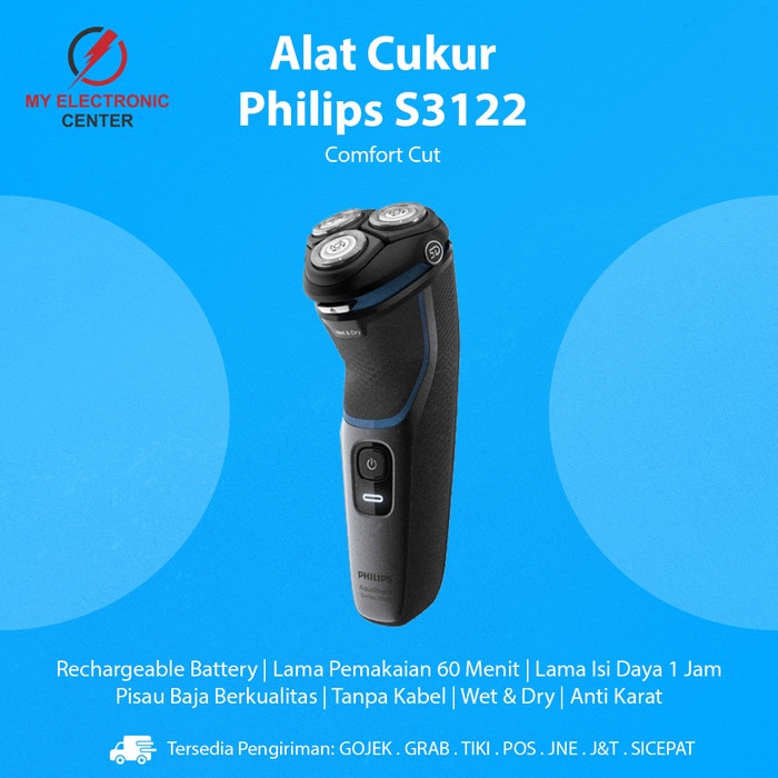 Mesin Cukur Elektrik Philips S3122 Pencukur Jenggot Kumis Electric