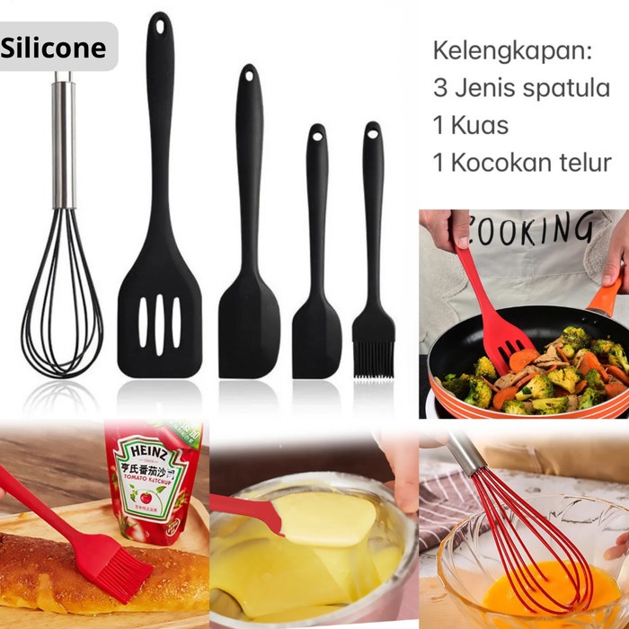 Promo Oxflo Spatula Set Suntil Silikon Tahan Panas Silicone Stainless