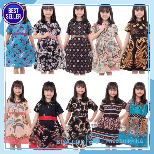 Pakaian Bathik Anak Cewek Dress Party Snak Kecil Dres Batek Sekolah 1-9 Tahun Drea Import Anaj Perem