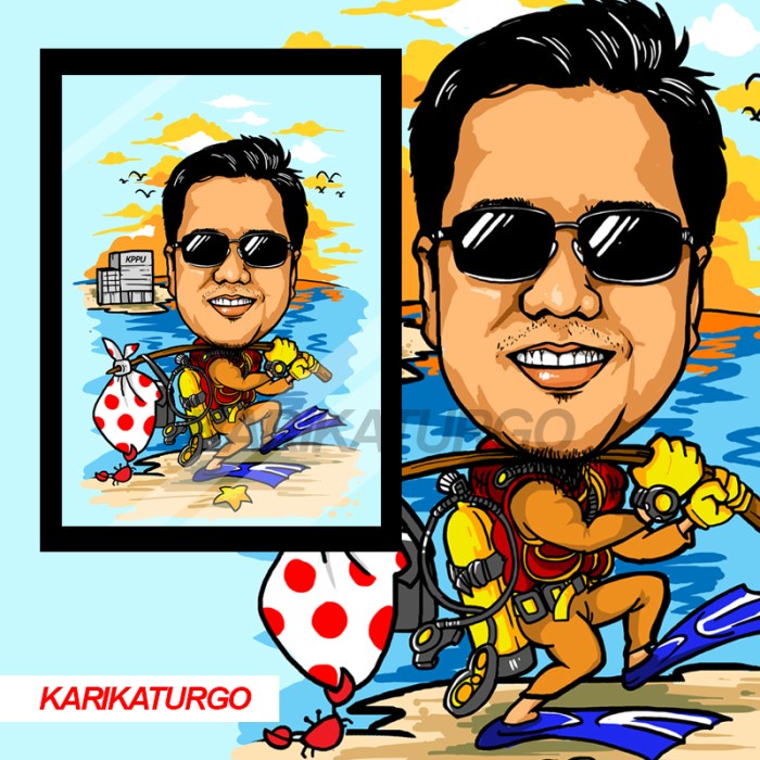 Karikatur Wajah Dengan Bingkai Minimalis Ukuran A3 Promo Terbaru