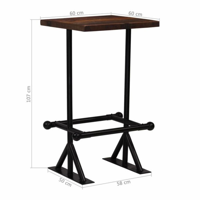 MJ1 169 Meja Bar Kecil Antik - Meja Bar Top Kayu Jati - Meja Bar Kaki Besi
