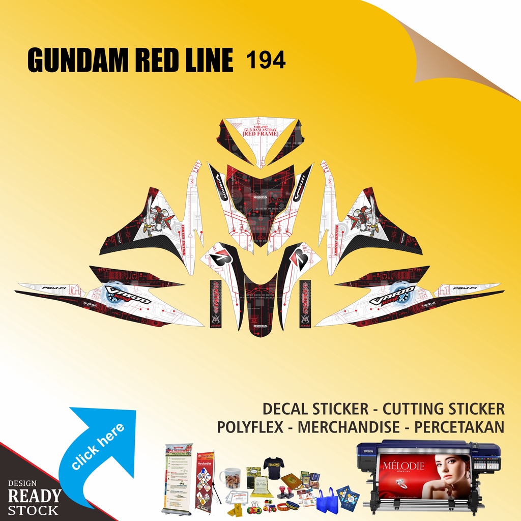 DECAL STICKER HONDA VARIO PGMFI GUNDAM RED LINE II