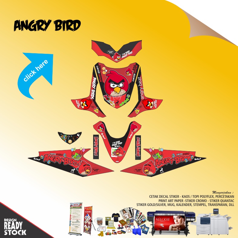 DECAL STICKER HONDA BEAT KARBU ANGRY BIRD MERAH