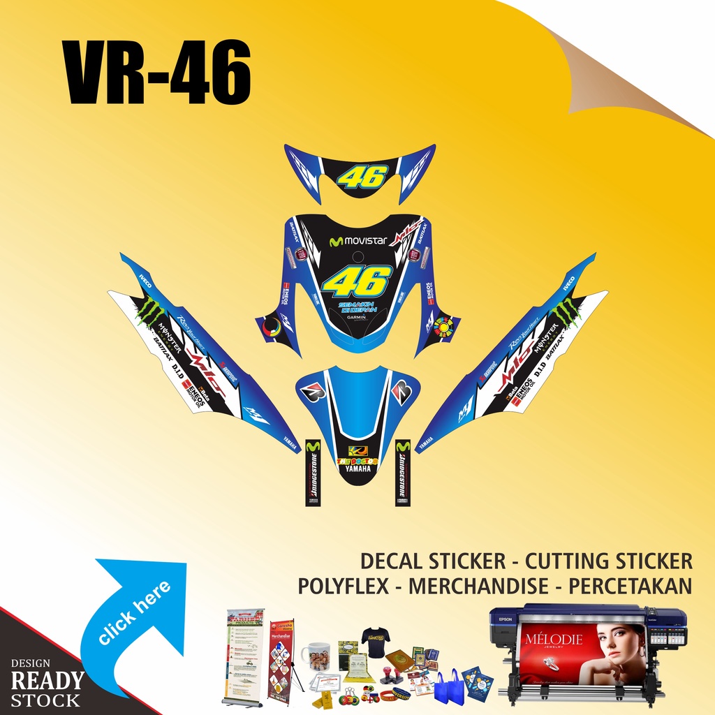 DECAL STICKER YAMAHA MIO SPORTY ROSSI 2014 BIRU