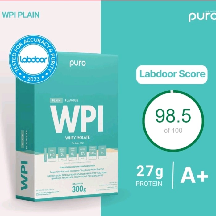 WPI 90 UNFLAVORED Plain - Tanpa Rasa 300g 300 Gram by PURO WPI90 WPI95