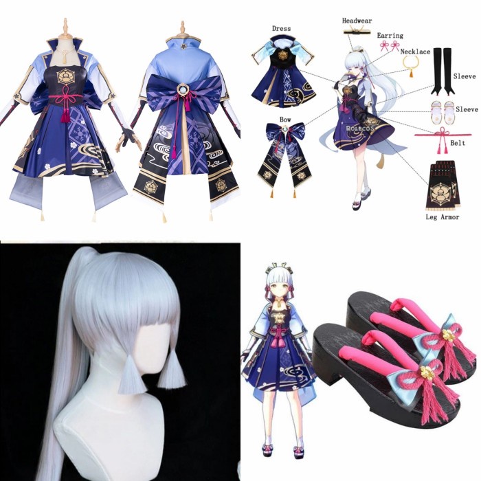 Ayaka Wig Costume Geta Cosplay Genshin Impact Ready